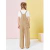 Haloumoning Girls Overalls Kids Casual Sleeveless Wide Leg Jumpsuit Loose Rompers with Pockets 5-14 Years(Tan)