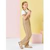 Haloumoning Girls Overalls Kids Casual Sleeveless Wide Leg Jumpsuit Loose Rompers with Pockets 5-14 Years(Tan)