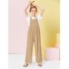 Haloumoning Girls Overalls Kids Casual Sleeveless Wide Leg Jumpsuit Loose Rompers with Pockets 5-14 Years(Tan)