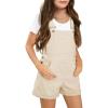 Haloumoning Girls Corduroy Overall Shorts Kids Cute Romper Shortalls with Pockets 5-14 Years(Apricot)
