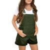 Haloumoning Girls Corduroy Overall Shorts Kids Cute Romper Shortalls with Pockets 5-14 Years(Army Green)