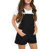 Haloumoning Girls Corduroy Overall Shorts Kids Cute Romper Shortalls with Pockets 5-14 Years(Black)
