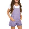 Haloumoning Girls Corduroy Overall Shorts Kids Cute Romper Shortalls with Pockets 5-14 Years(Purple)