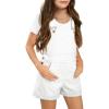 Haloumoning Girls Corduroy Overall Shorts Kids Cute Romper Shortalls with Pockets 5-14 Years(White)