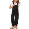 Haloumoning Girls Denim Overalls Kids Sleeveless Wide Leg Jumpsuit Bib Overall with Pockets 4-14 Years(Black)