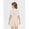 Haloumoning Girls Denim Overalls Kids Summer Sleeveless Rompers Overall Shorts 5-14 Years(Beige)