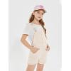 Haloumoning Girls Denim Overalls Kids Summer Sleeveless Rompers Overall Shorts 5-14 Years(Beige)