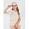 Haloumoning Girls Denim Overalls Kids Summer Sleeveless Rompers Overall Shorts 5-14 Years(Beige)