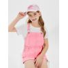Haloumoning Girls Denim Overalls Kids Summer Sleeveless Rompers Overall Shorts 5-14 Years(Pink)