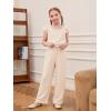 Haloumoning Girls Jumpsuits Kids Fashion Ruffle Sleeves Square Neck Rompers Drawstring Overalls with Pockets(Apricot)