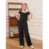 Haloumoning Girls Jumpsuits Kids Fashion Ruffle Sleeves Square Neck Rompers Drawstring Overalls with Pockets(Black)