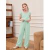 Haloumoning Girls Jumpsuits Kids Fashion Ruffle Sleeves Square Neck Rompers Drawstring Overalls with Pockets(Mint)