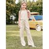 Haloumoning Girl’s Jumpsuits Sleeveless Round Neck Wide Leg One Piece Rompers Little Kid Big Kids(Apricot)
