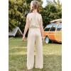 Haloumoning Girl’s Jumpsuits Sleeveless Round Neck Wide Leg One Piece Rompers Little Kid Big Kids(Apricot)