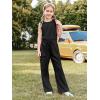Haloumoning Girl’s Jumpsuits Sleeveless Round Neck Wide Leg One Piece Rompers Little Kid Big Kids(Black)