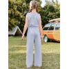 Haloumoning Girl’s Jumpsuits Sleeveless Round Neck Wide Leg One Piece Rompers Little Kid Big Kids(Bluish Gray)