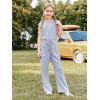 Haloumoning Girl’s Jumpsuits Sleeveless Round Neck Wide Leg One Piece Rompers Little Kid Big Kids(Bluish Gray)