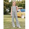 Haloumoning Girl’s Jumpsuits Sleeveless Round Neck Wide Leg One Piece Rompers Little Kid Big Kids(Grey)