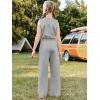 Haloumoning Girl’s Jumpsuits Sleeveless Round Neck Wide Leg One Piece Rompers Little Kid Big Kids(Grey)