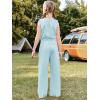 Haloumoning Girl’s Jumpsuits Sleeveless Round Neck Wide Leg One Piece Rompers Little Kid Big Kids(Light Blue)