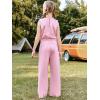 Haloumoning Girl’s Jumpsuits Sleeveless Round Neck Wide Leg One Piece Rompers Little Kid Big Kids(Pink)