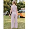 Haloumoning Girl’s Jumpsuits Sleeveless Round Neck Wide Leg One Piece Rompers Little Kid Big Kids(Purple)