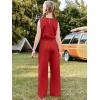 Haloumoning Girl’s Jumpsuits Sleeveless Round Neck Wide Leg One Piece Rompers Little Kid Big Kids(Red)