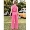 Haloumoning Girl’s Jumpsuits Sleeveless Round Neck Wide Leg One Piece Rompers Little Kid Big Kids(Rose Red)