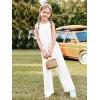 Haloumoning Girl’s Jumpsuits Sleeveless Round Neck Wide Leg One Piece Rompers Little Kid Big Kids(White)