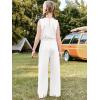 Haloumoning Girl’s Jumpsuits Sleeveless Round Neck Wide Leg One Piece Rompers Little Kid Big Kids(White)