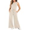 Haloumoning Girl’s Jumpsuits Sleeveless Round Neck Wide Leg One Piece Rompers Little Kid Big Kids(Apricot)