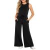 Haloumoning Girl’s Jumpsuits Sleeveless Round Neck Wide Leg One Piece Rompers Little Kid Big Kids(Black)