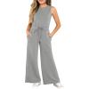 Haloumoning Girl’s Jumpsuits Sleeveless Round Neck Wide Leg One Piece Rompers Little Kid Big Kids(Grey)