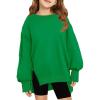 Haloumoning Girls Oversized Sweatshirt Long Sleeve Crewneck Kids Lightweight Cute Pullover Tops 5-14 Years(Green)