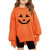 Haloumoning Girls Oversized Sweatshirt Long Sleeve Crewneck Kids Lightweight Cute Pullover Tops 5-14 Years(Halloween-orange)