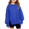 Haloumoning Girls Oversized Sweatshirt Long Sleeve Crewneck Kids Lightweight Cute Pullover Tops 5-14 Years(Royal Blue)