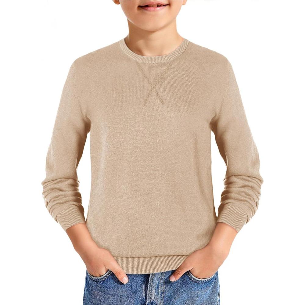 image:imageHaloumoning Boys Sweater Kids Casual Crewneck Long Sleeve Pullover Tops Fall Fashion Clothes 514 YearsKhaki