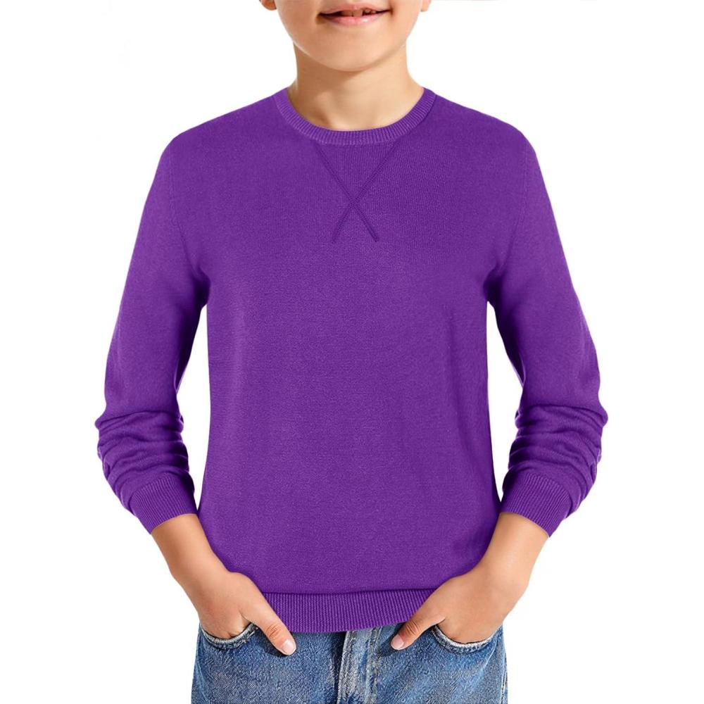 image:imageHaloumoning Boys Sweater Kids Casual Crewneck Long Sleeve Pullover Tops Fall Fashion Clothes 514 YearsPurple