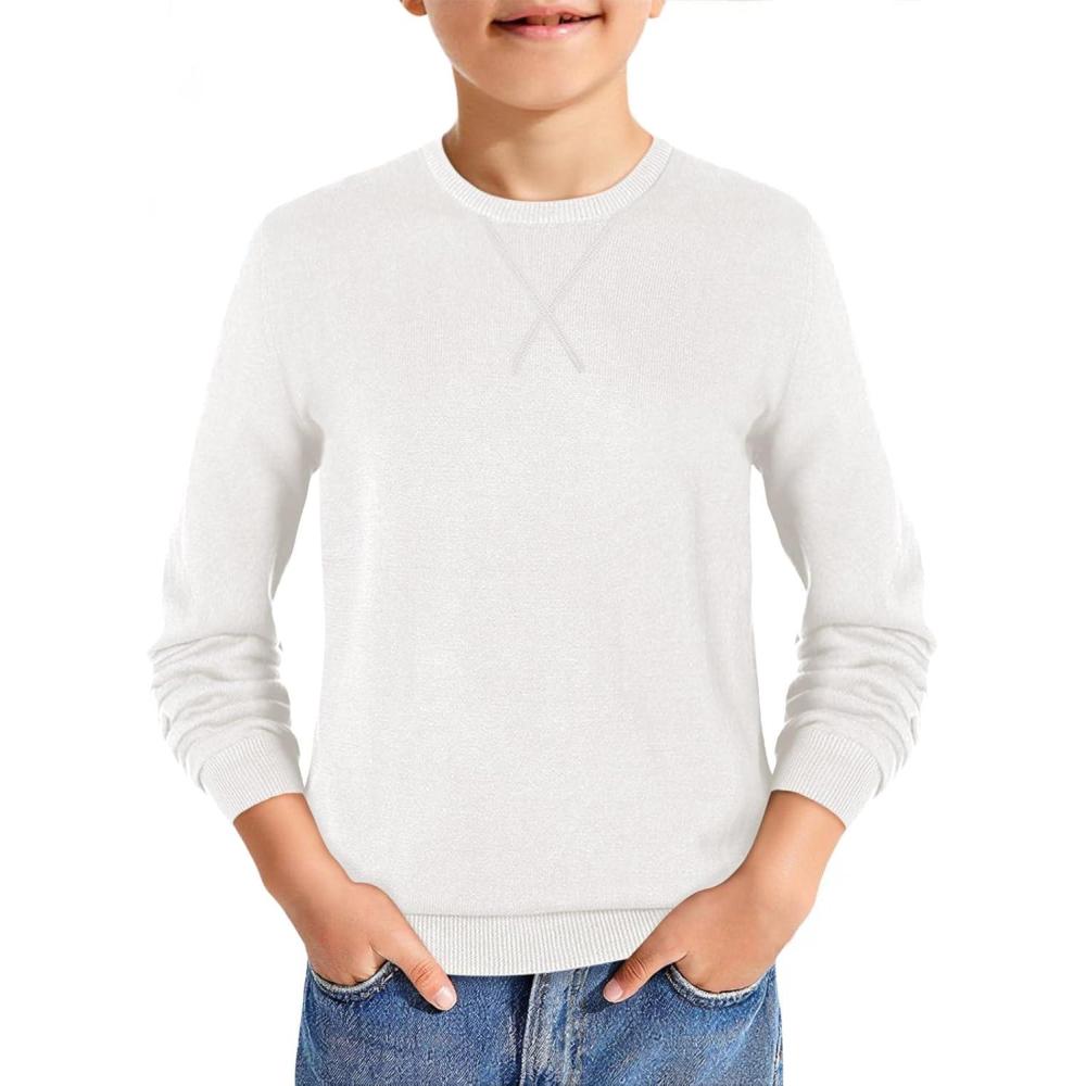 image:imageHaloumoning Boys Sweater Kids Casual Crewneck Long Sleeve Pullover Tops Fall Fashion Clothes 514 YearsWhite