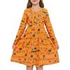 Girls Dresses Kids Button Down Midi Long Sleeve Casual A Line Dress with Pockets 4-14 Years(A-orange)