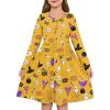 Girls Dresses Kids Button Down Midi Long Sleeve Casual A Line Dress with Pockets 4-14 Years(A-yellow)