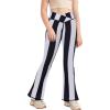 Girl’s Leggings Cross High Waisted Flare Pants Yoga Bootcut Pants Solid Color Full Length Bell Bottoms(Striped)