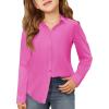 Haloumoning Girls Button Down Shirts Kids Long Sleeve Dress Shirts School Uniform Blouse 5-14 Years(Rose Red)