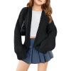 Haloumoning Girls Long Sleeve Cardigan Kids Casual Open Front Chunky Sweater Fall Outerwear 5-14Y(Black)