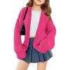 Haloumoning Girls Long Sleeve Cardigan Kids Casual Open Front Chunky Sweater Fall Outerwear 5-14Y(Hot Pink)