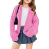 Haloumoning Girls Long Sleeve Cardigan Kids Casual Open Front Chunky Sweater Fall Outerwear 5-14Y(Pink)