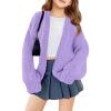 Haloumoning Girls Long Sleeve Cardigan Kids Casual Open Front Chunky Sweater Fall Outerwear 5-14Y(Purple)