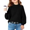 Haloumoning Girls Oversized Sweater Kids Batwing Long Sleeve Mock Neck Pullover Fall Clothes 5-14Y(Black)