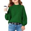 Haloumoning Girls Oversized Sweater Kids Batwing Long Sleeve Mock Neck Pullover Fall Clothes 5-14Y(Blackish Green)