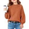 Haloumoning Girls Oversized Sweater Kids Batwing Long Sleeve Mock Neck Pullover Fall Clothes 5-14Y(Brown)